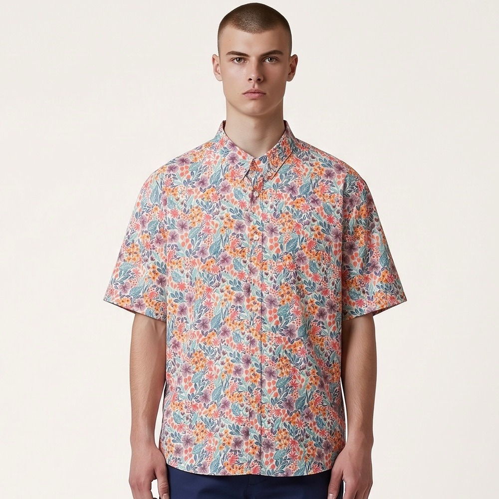 RSVLTS Men's Garden Party Kunuflex Short Sleeve Shirt Floral 4XL Big & Tall
